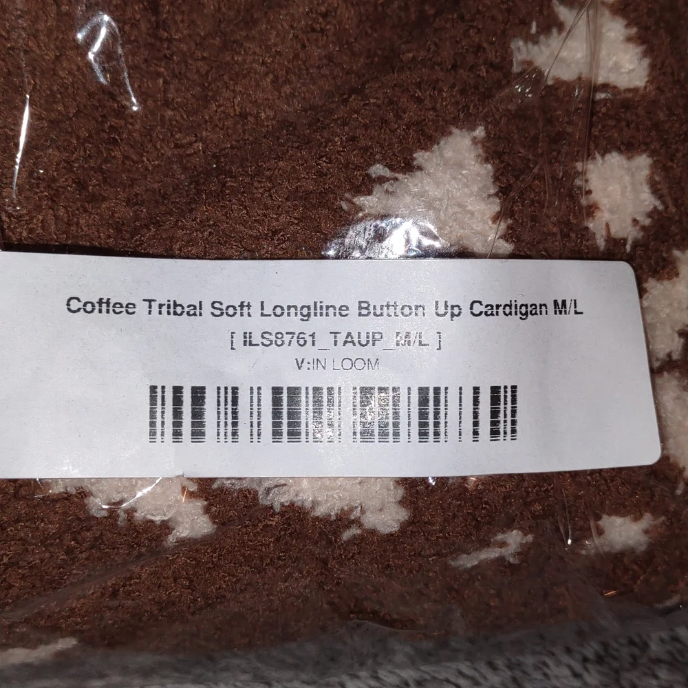 IN LOOM 🧡Coffee Geometric Soft Longline Button Up Cardigan⭐look western - Picture 10 of 13